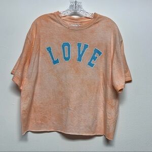 Stunner California |Women's Size L| Peach/Pink "LOVE" Cropped Tie Dye Tee NWT